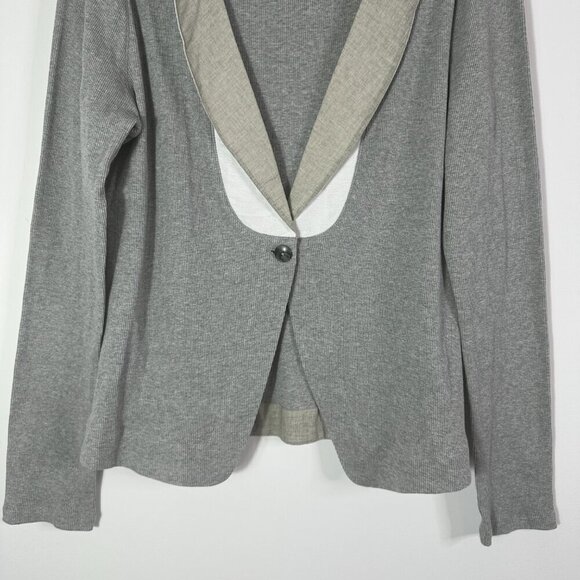 New J. Peterman Women's Size XL Gray Single Button Front V Neck Shirt Cardigan - Picture 8 of 12